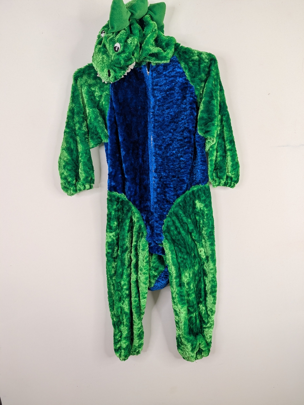 Kids Plush Dragon One-Piece Costume - Green & Blue